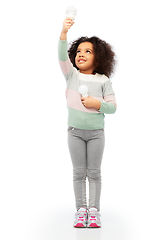 Image showing african american girl with different light bulbs