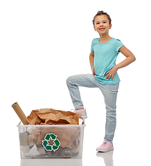 Image showing smiling girl sorting paper waste