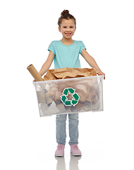 Image showing smiling girl sorting paper waste