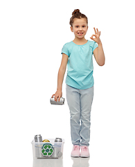 Image showing smiling girl sorting metallic waste