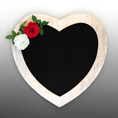 Image showing Valentines Day Chalkboard Frame with Rose Flowers