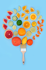 Image showing Paintbrush Abstract Design with Healthy Citrus Fruit 