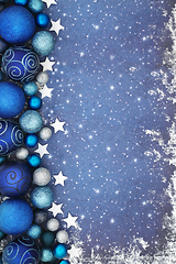 Image showing Christmas Star and Glitter Bauble Decorative Background Border