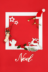 Image showing Noel Sign Background with Christmas Eve Symbols