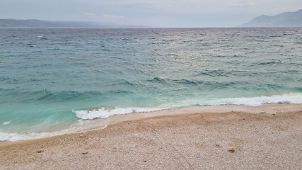 Image showing Beautiful shore of the Adriatic Sea. Bay view with cloudscape