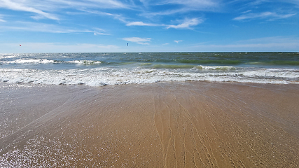 Image showing North Sea city beach on a sunny summer weekend. Zandvoort, Netherlands