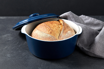 Image showing homemade craft bread in ceramic baking dish