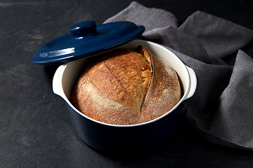 Image showing homemade craft bread in ceramic baking dish