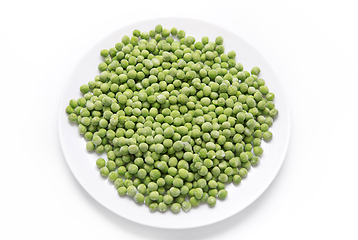 Image showing Frozen green peas on a plate