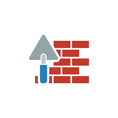 Image showing Icon of brick wall with trowel