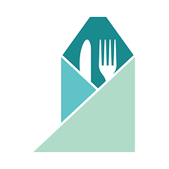 Image showing Fork and knife wrapped napkin icon