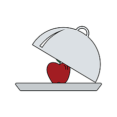 Image showing Flat design icon of Apple inside cloche