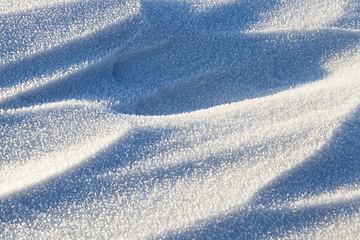 Image showing Snowdrifts, a field in winter