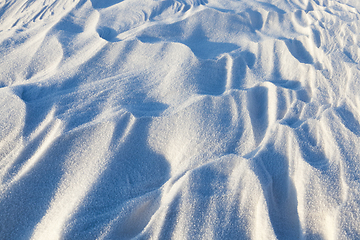 Image showing Snowdrifts, a field in winter