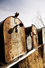 Image showing old American mailboxes in midwest