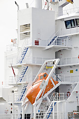 Image showing lifeboat modern on cargo ship