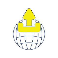 Image showing Globe with upload symbol icon