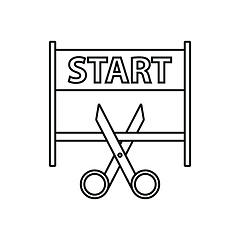 Image showing Scissors Cutting Tape Between Start Gate Icon