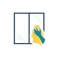 Image showing Hand wiping window icon