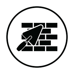 Image showing Icon of brick wall with trowel