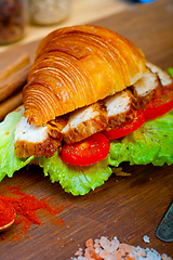 Image showing savory croissant brioche bread with chicken breast