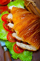 Image showing savory croissant brioche bread with chicken breast