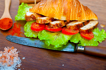 Image showing savory croissant brioche bread with chicken breast