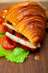 Image showing savory croissant brioche bread with chicken breast