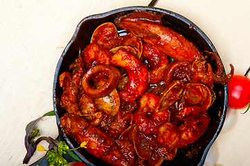 Image showing fresh seafoos stew on an iron skillet