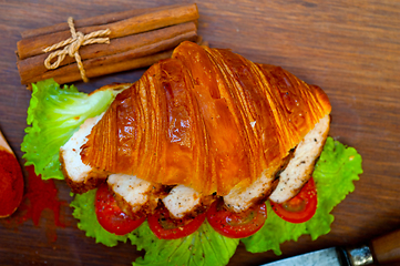 Image showing savory croissant brioche bread with chicken breast