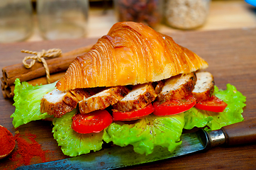 Image showing savory croissant brioche bread with chicken breast