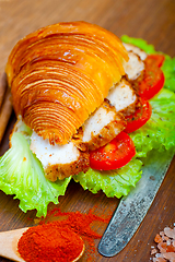 Image showing savory croissant brioche bread with chicken breast