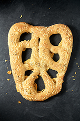 Image showing close up of cheese bread on kitchen table