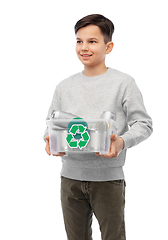 Image showing smiling boy sorting metallic waste