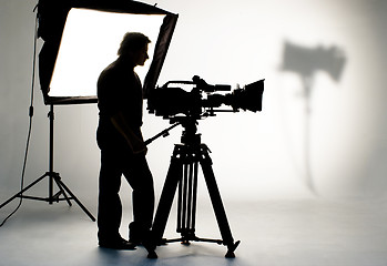 Image showing Studio light on location for movie scene.