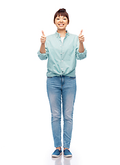 Image showing happy asian woman over white background