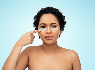 Image showing african american woman with hydrogel eye patches