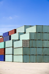 Image showing shipping containers against blue sky