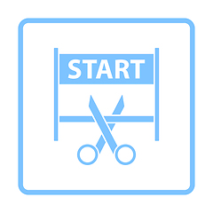 Image showing Scissors Cutting Tape Between Start Gate Icon