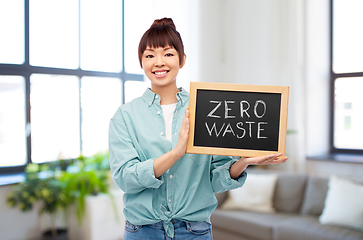 Image showing asian woman holds chalkboard with zero waste words