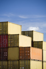 Image showing shipping containers against blue sky