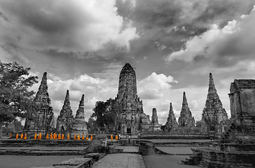 Image showing Monks touring Ayutthaya