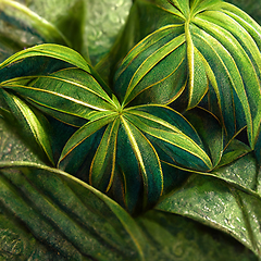 Image showing Nature view of green tropical plants leaves background.