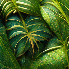 Image showing Nature view of green tropical plants leaves background.