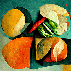 Image showing  Minimalist illustration with vegetables. Vintage style.