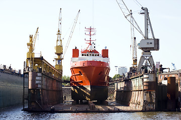 Image showing ship in floating dry dock