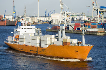 Image showing container ship in harbor