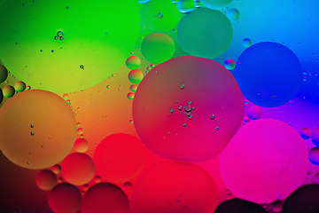 Image showing Rainbow abstract background picture made with oil, water and soap