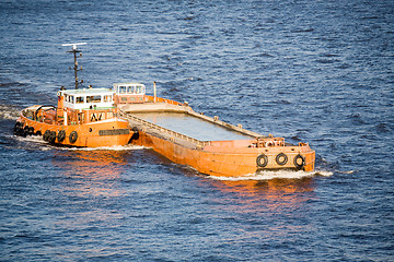 Image showing barge and tug on river