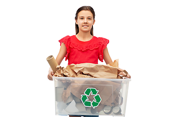 Image showing smiling girl sorting paper waste